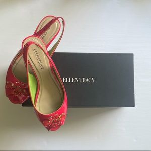 Ellen Tracy Flamingo Coral Slingback Shoe Size 6.5
